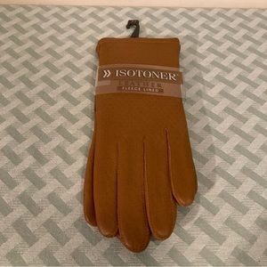 Vintage 2005 New Isotoner Leather Gloves Fleece Lined Size 7.5